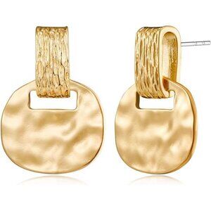 Gold and Silver Hammered Dangle Earrings for Women Statement Drop Jewelry